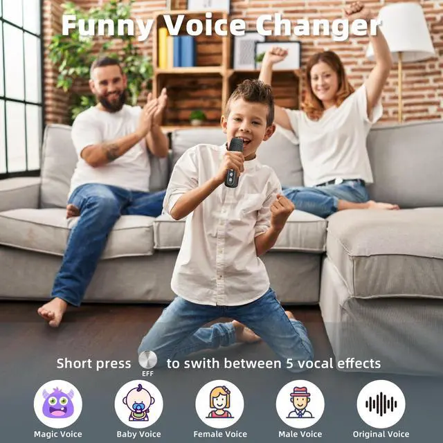 Alt view image 7 of 7 - Karaoke Machine for Adults and Kids, Portable Bluetooth Karaoke Speaker with 2 Wireless Microphones for TV, Singing Karaoke for Home Party, Great Gifts for Boys and Girls