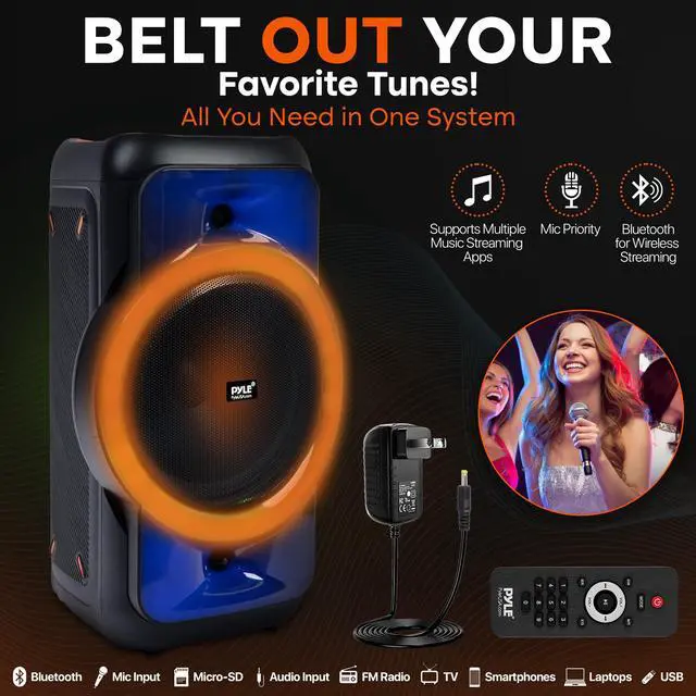 Alt view image 3 of 7 - Audio Large Bluetooth Party Speaker - Big Bluetooth Speaker with True Wireless Stereo System - Enjoy Powerful Bass and Clear Treble - Portable Karoke Big Speaker - PPHP1979-160W