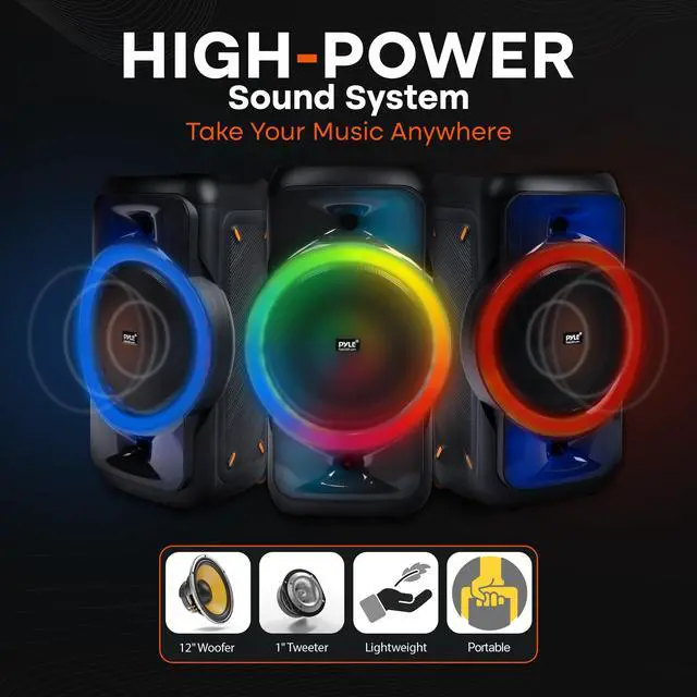 Alt view image 4 of 7 - Audio Large Bluetooth Party Speaker - Big Bluetooth Speaker with True Wireless Stereo System - Enjoy Powerful Bass and Clear Treble - Portable Karoke Big Speaker - PPHP1979-160W