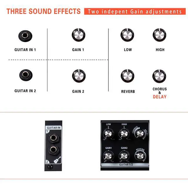 Alt view image 7 of 7 - BP60D 120W Battery Powered Acoustic Guitar Amplifier,Portable Bluetooth Speaker with Reverb Chorus Delay Effect, 7 Inputs