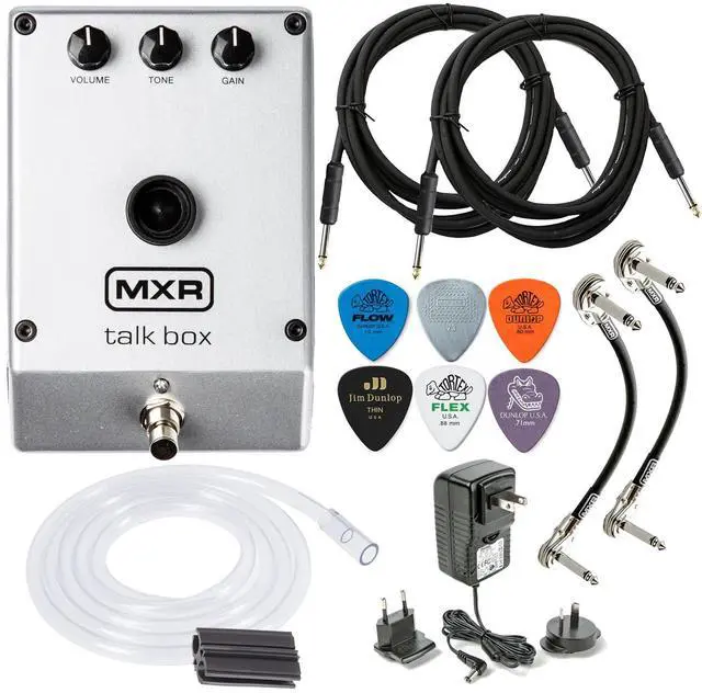 Main image of MXR M222 TALK BOX Effects Pedal Voicebox for Guitar, Keyboard and other instruments with 2- Cable, Dunlop Picks, 2- MXR Patch Cable Bundle