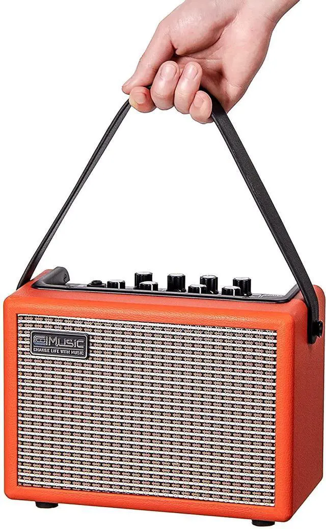Main image of Acoustic/Electric Guitar Amplifier, with,15 Watt Portable Bluetooth Speaker for Guitar Acoustic/Electric with Reverb Effect, 2 Band EQ,Orange
