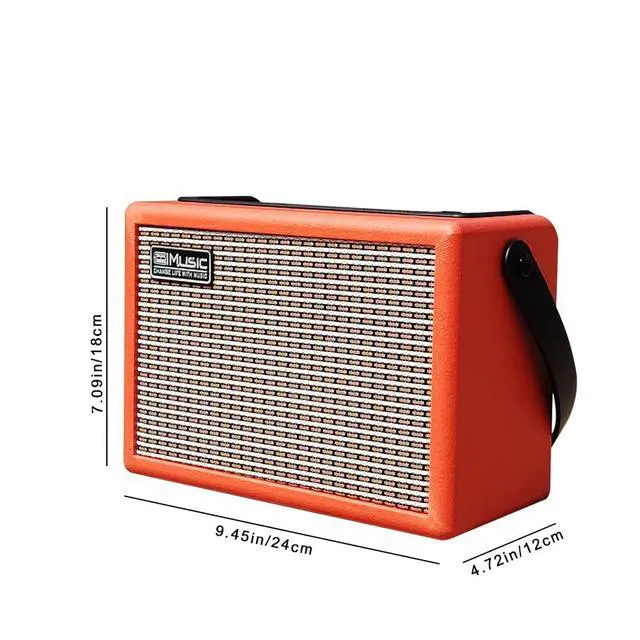 Alt view image 4 of 7 - Acoustic/Electric Guitar Amplifier, with,15 Watt Portable Bluetooth Speaker for Guitar Acoustic/Electric with Reverb Effect, 2 Band EQ,Orange