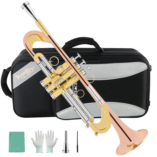 Alt view image 5 of 6 - Bb Trumpet Standard Trumpet Set with Carrying Case,Gloves, 7C Mouthpiece, Cleaning Kit, Tuning Rod (Cupronickel)