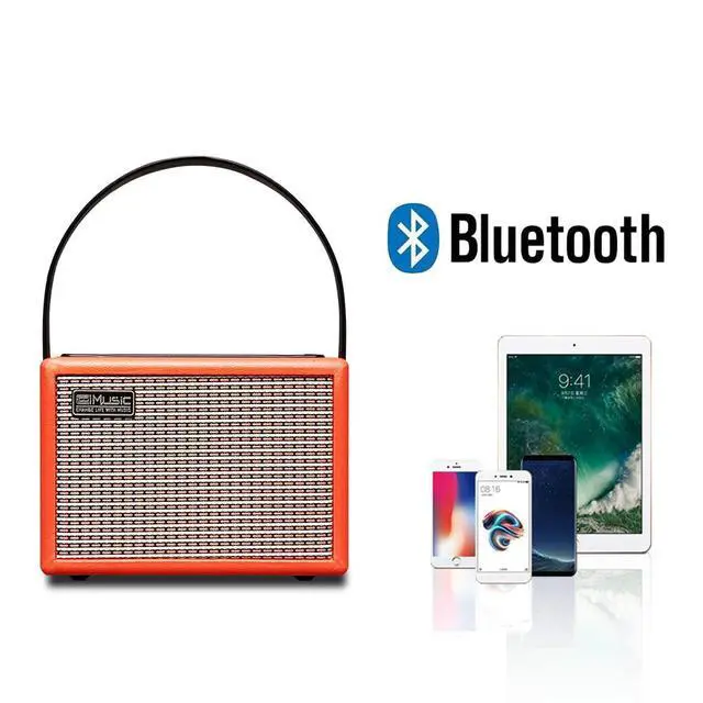 Alt view image 5 of 7 - Acoustic/Electric Guitar Amplifier, with,15 Watt Portable Bluetooth Speaker for Guitar Acoustic/Electric with Reverb Effect, 2 Band EQ,Orange