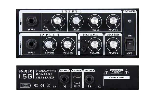 Alt view image 7 of 7 - Acoustic/Electric Guitar Amplifier, with,15 Watt Portable Bluetooth Speaker for Guitar Acoustic/Electric with Reverb Effect, 2 Band EQ,Orange