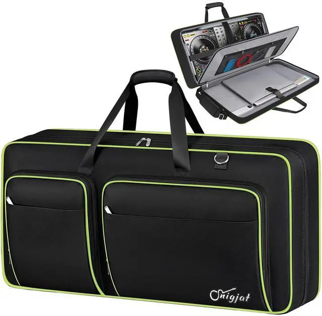 Main image of DJ Controller Case for DDJ FLX10/GRV6/REV5 with Laptop Pocket Green | Padded Large DJ Controller Bag Fits DDJ REV7/REV5/FLX6/1000, Gig Bag with Multi-Pocket and Adjustable Shoulder Strap