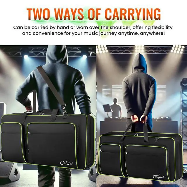 Alt view image 6 of 7 - DJ Controller Case for DDJ FLX10/GRV6/REV5 with Laptop Pocket Green | Padded Large DJ Controller Bag Fits DDJ REV7/REV5/FLX6/1000, Gig Bag with Multi-Pocket and Adjustable Shoulder Strap