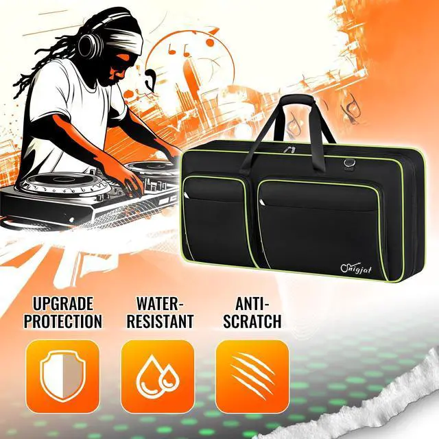 Alt view image 5 of 7 - DJ Controller Case for DDJ FLX10/GRV6/REV5 with Laptop Pocket Green | Padded Large DJ Controller Bag Fits DDJ REV7/REV5/FLX6/1000, Gig Bag with Multi-Pocket and Adjustable Shoulder Strap