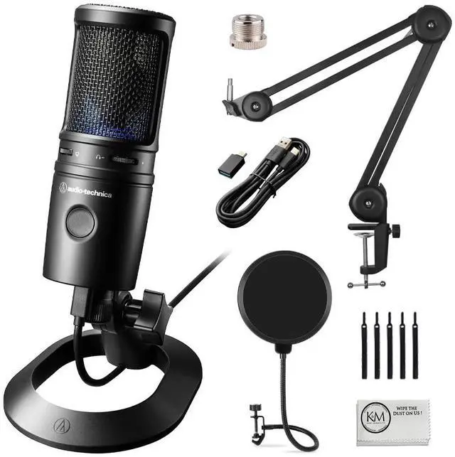 Main image of AT2020USB-X Cardioid Condenser USB Microphone with Microphone Arm + Wind Screen Pop Filter + Cleaning Cloth (4 Items)