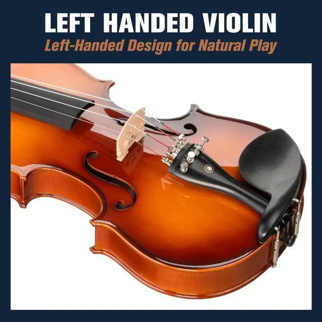 Alt view image 2 of 7 - 4/4 Left Handed Acoustic Violin, Solid Spruce Maple Set with Case