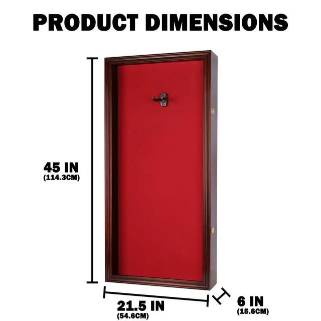 Alt view image 4 of 7 - 45" Acoustic Guitar Display Case Cabinet Wall Mountable Guitar Case Frame Fits Most Guitars 98% UV Protection Red Felt Interior Mahogany Finish