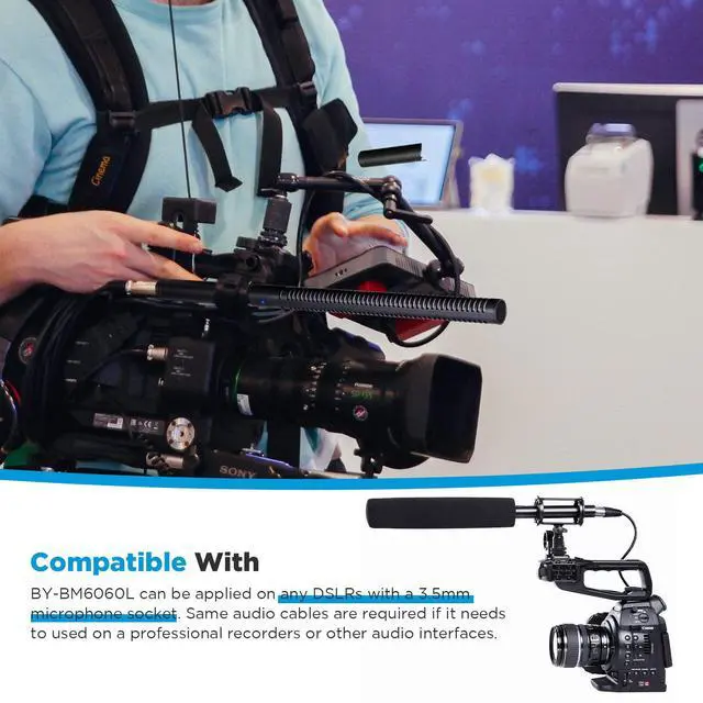 Alt view image 4 of 7 - BY-BM6060L External Shotgun Microphone for Camera DSLR,Super-Cardioid Mic with Shockmount for Film Vlog, Professional Condenser Microphones for Video Recording Voice Interview YouTube