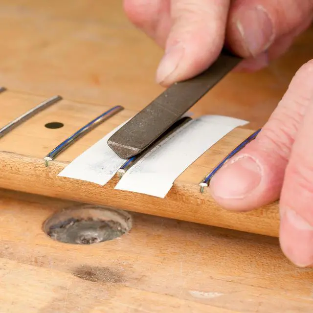 Alt view image 2 of 3 - 3-Corner Fret Dressing File - Large 9" Luthier File for Guitar Crowning & Shaping - Smooth-Edge Triangular Fret File for Precision Fretwork