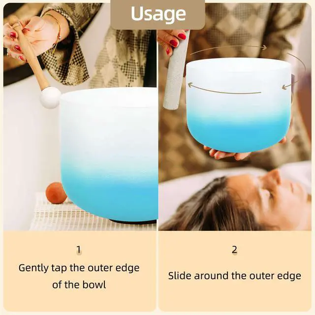 Alt view image 6 of 6 - 6-12inch 432hz Quartz Crystal Singing Bowls Set of 7 Gradient Design, for Mindfulness Meditation Yoga Sound Baths