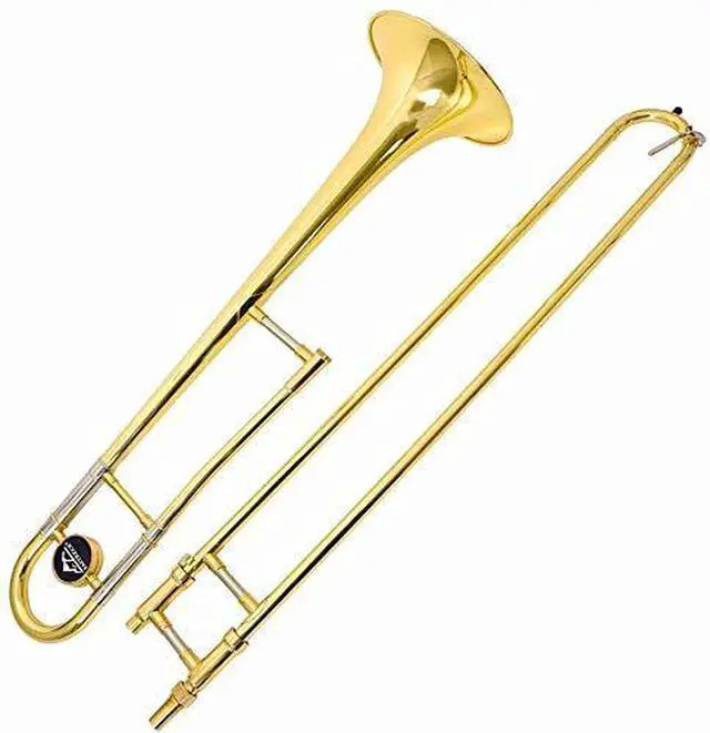 Alt view image 5 of 6 - Bb Tenor Slide Trombone, B Flat Brass Plated Trombone Instrument for Beginners Students with Hard Case, with Mouthpiece, White Gloves (12.5mm/200 mm), Golden