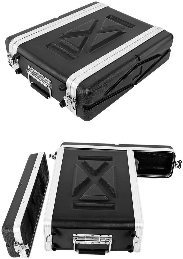 Main image of 2U ABS Rack Case Shallow 12" Depth,19" Rackmount Flight Road Travel Case,Waterproof ProtectiveHard Case with Customized Foam, Wireless Mic SystemStorage,Amps, Mixers,Microphone Receivers