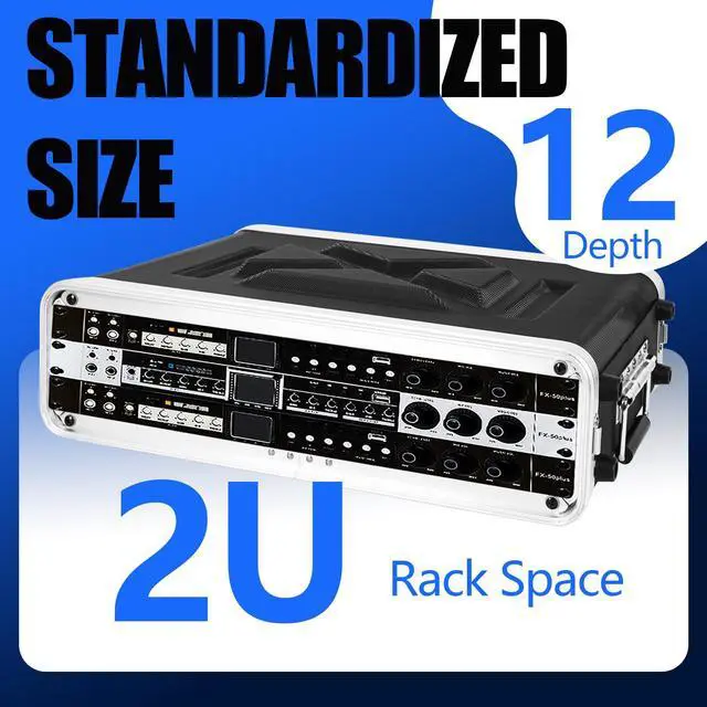 Alt view image 3 of 7 - 2U ABS Rack Case Shallow 12" Depth,19" Rackmount Flight Road Travel Case,Waterproof ProtectiveHard Case with Customized Foam, Wireless Mic SystemStorage,Amps, Mixers,Microphone Receivers