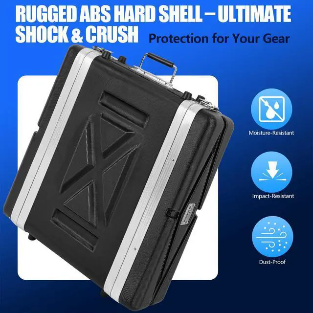 Alt view image 4 of 7 - 2U ABS Rack Case Shallow 12" Depth,19" Rackmount Flight Road Travel Case,Waterproof ProtectiveHard Case with Customized Foam, Wireless Mic SystemStorage,Amps, Mixers,Microphone Receivers