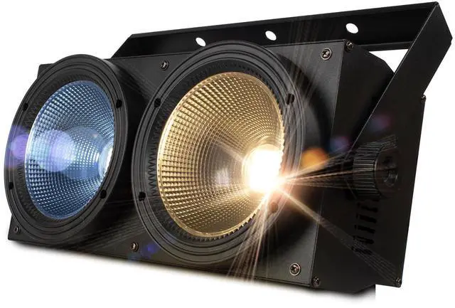 Main image of Blinder Lights 200W COB 2 Eyes Stage Wash Lights, 1 Pack | Cool+Warm White, 90 Beam Angle, Audience Blinder, Casting Aluminum Shell, Sound Activated DMX512 Strobe Par