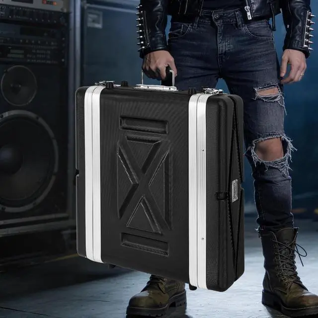 Alt view image 6 of 7 - 2U ABS Rack Case Shallow 12" Depth,19" Rackmount Flight Road Travel Case,Waterproof ProtectiveHard Case with Customized Foam, Wireless Mic SystemStorage,Amps, Mixers,Microphone Receivers