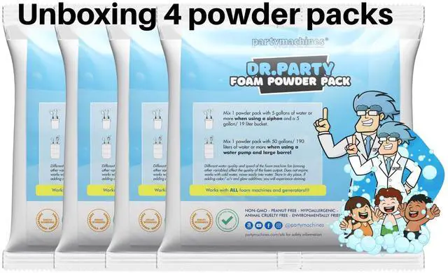 Main image of Foam Powder Pack of 4, Up to 480 Gallons; Great for Small Party Foam Makers