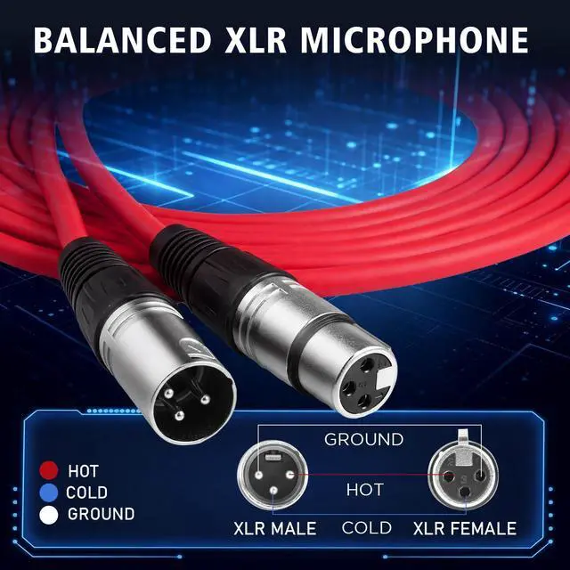 Alt view image 3 of 7 - 10 Pack 25 ft Bright XLR Cables 3 Pins Balanced XLR Microphone Cable to Male to Female Mic Cable for Microphone, Mixer, Recording Studio, Podcast(Mixed Color)