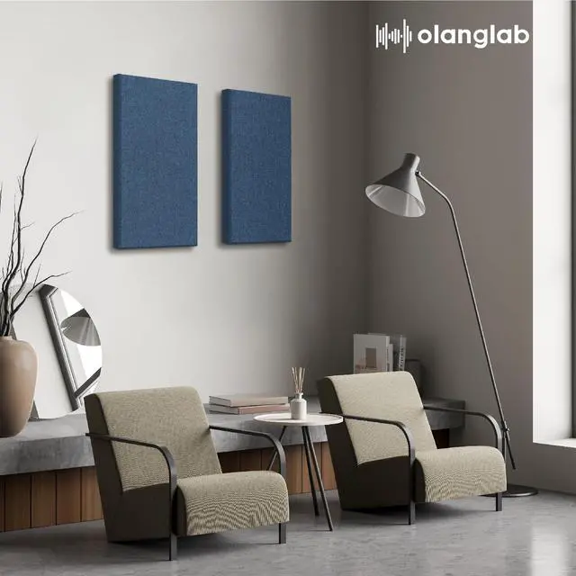 Alt view image 3 of 7 - Fiberglass Acoustic Wall Panels 4 Pack, 11.8'' x 23.6'' Sound Panels, Fabric Wrapped Sound Proof Panels for Walls (Navy)