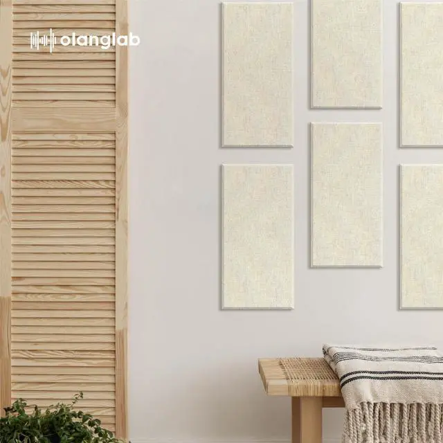 Alt view image 3 of 7 - Fiberglass Acoustic Wall Panels 4 Pack, 11.8'' x 23.6'' Sound Panels, Fabric Wrapped Sound Proof Panels for Walls (White)