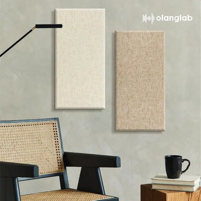 Alt view image 7 of 7 - Fiberglass Acoustic Wall Panels 4 Pack, 11.8'' x 23.6'' Sound Panels, Fabric Wrapped Sound Proof Panels for Walls (Khaki)