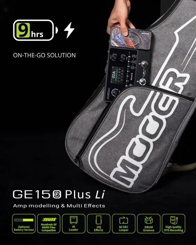 Alt view image 3 of 7 - GE150 Plus Li Black Portable Guitar Multi Effects Pedal, 9-Hour Battery Life, Compact Amp Modeler & IR Loader, NAM & MNRS Support, Looper & Drum Machine, Direct OTG Recording