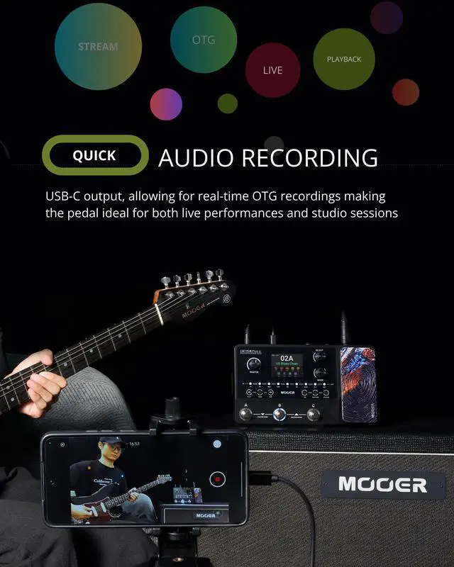 Alt view image 6 of 7 - GE150 Plus Li Black Portable Guitar Multi Effects Pedal, 9-Hour Battery Life, Compact Amp Modeler & IR Loader, NAM & MNRS Support, Looper & Drum Machine, Direct OTG Recording