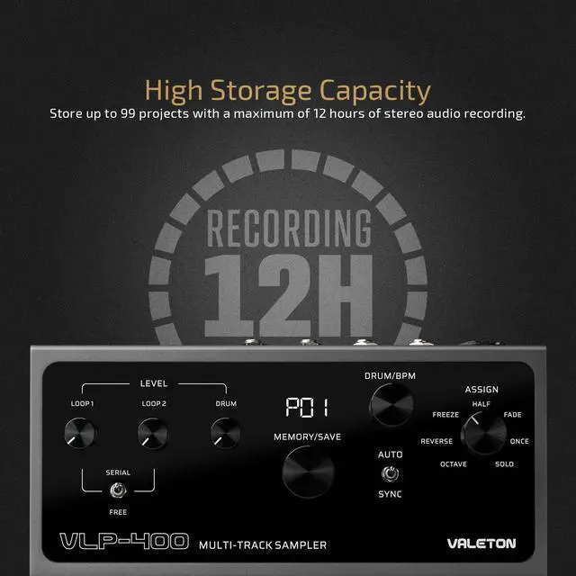 Alt view image 5 of 7 - Guitar Loop Station Looper Pedal with 100-Stereo Drum Machine, 7 Customizable Effects, Assignable Knobs & Footswitches, USB Connectivity for Windows/Mac VLP-400 (Incl 1 PCS 15 CM TS Cable)