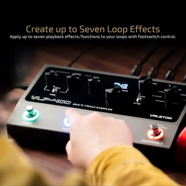 Alt view image 6 of 7 - Guitar Loop Station Looper Pedal with 100-Stereo Drum Machine, 7 Customizable Effects, Assignable Knobs & Footswitches, USB Connectivity for Windows/Mac VLP-400 (Incl 1 PCS 15 CM TS Cable)