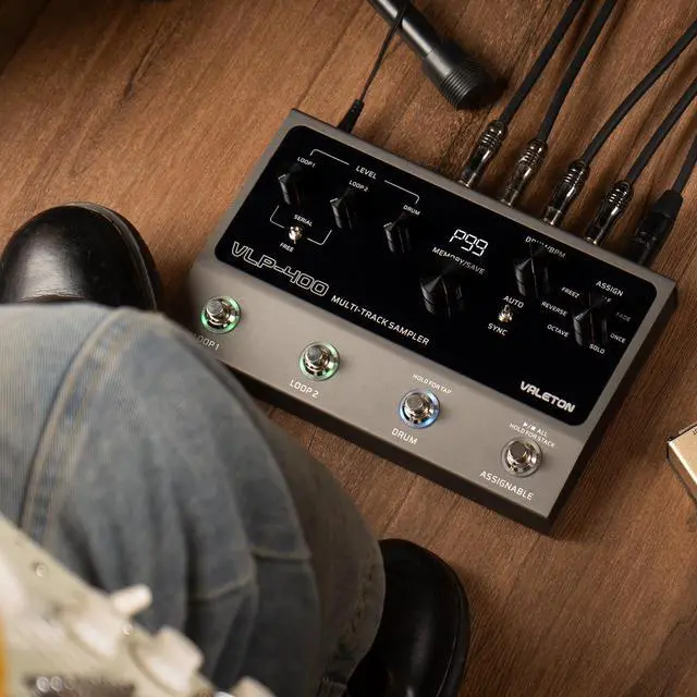 Alt view image 7 of 7 - Guitar Loop Station Looper Pedal with 100-Stereo Drum Machine, 7 Customizable Effects, Assignable Knobs & Footswitches, USB Connectivity for Windows/Mac VLP-400 (Incl 1 PCS 15 CM TS Cable)