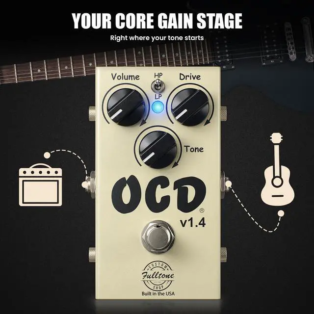 Alt view image 3 of 7 - OCD v1.4 Guitar Overdrive Pedal, MOSFET Clipping, HP/LP Mode, Guitar Effects Pedal with True Bypass, 3-Knob Control, 9-18V DC, Made in USA