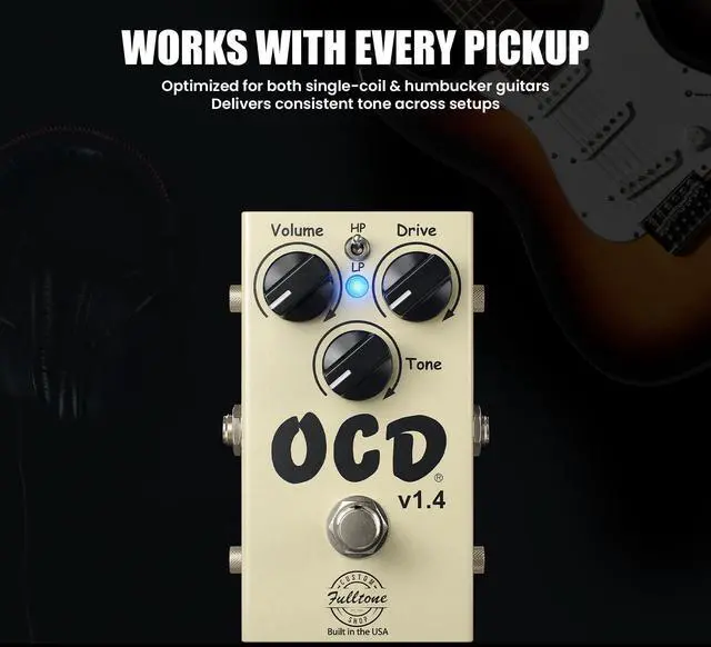 Alt view image 6 of 7 - OCD v1.4 Guitar Overdrive Pedal, MOSFET Clipping, HP/LP Mode, Guitar Effects Pedal with True Bypass, 3-Knob Control, 9-18V DC, Made in USA