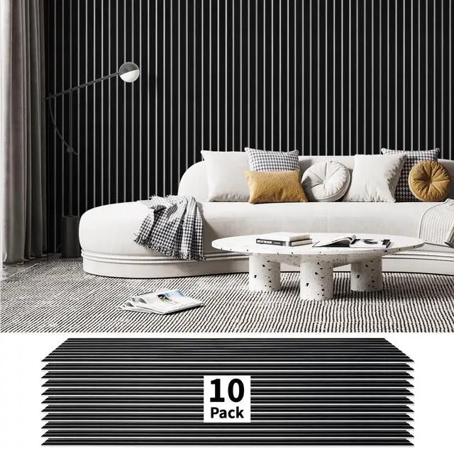 Main image of 10 Pack Acoustic Panels, 48" X 12" X 0.43", Black and White | Soundproof Wall Panels, Self Adhesive, High Density Sound Absorbing, Acoustic Treatment for Recording Studio, Office