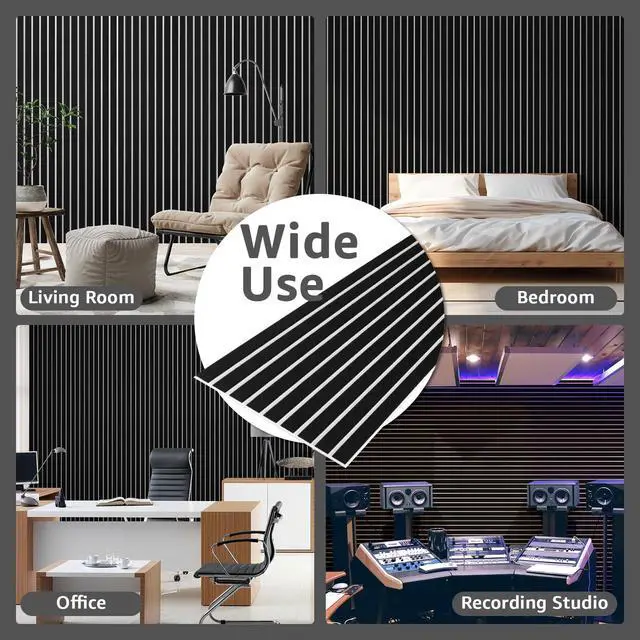 Alt view image 7 of 7 - 10 Pack Acoustic Panels, 48" X 12" X 0.43", Black and White | Soundproof Wall Panels, Self Adhesive, High Density Sound Absorbing, Acoustic Treatment for Recording Studio, Office