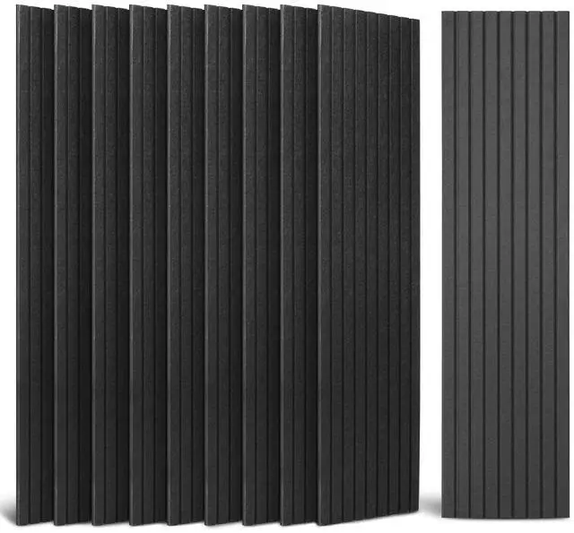 Main image of Acoustic Panels, 48" X 12" X 0.35", Black, 10 Pack | Soundproof Wall Panels, Self Adhesive, High Density Sound Absorbing, Acoustic Treatment for Recording Studio, Office