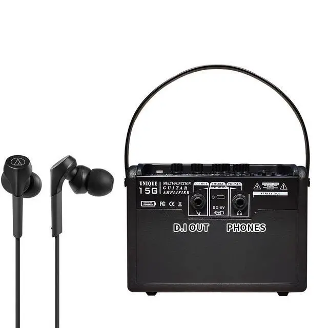 Alt view image 7 of 7 - Acoustic/Electric Guitar Amplifier, 15 Watt Portable Bluetooth Amp for Guitar Acoustic/Electric with Reverb Effect, 2 Band EQ,Black