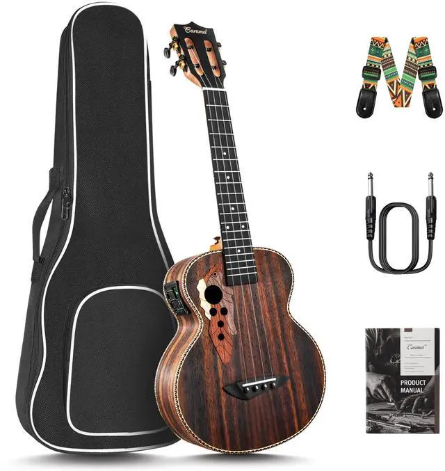 Main image of CT904 26" Ebony Tenor Electric Ukulele Kit w/Gigbag | LCD Color Display Tuner, Built-in EQ, Beginner to Pro, Padded Gig Bag, Strap & Strings Included