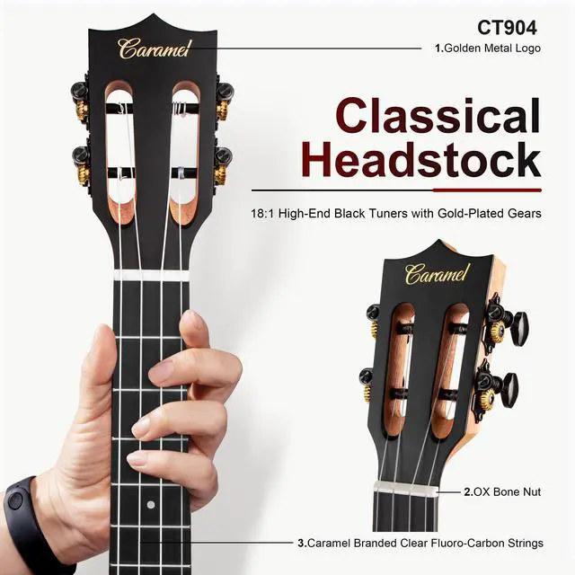 Alt view image 3 of 7 - CT904 26" Ebony Tenor Electric Ukulele Kit w/Gigbag | LCD Color Display Tuner, Built-in EQ, Beginner to Pro, Padded Gig Bag, Strap & Strings Included