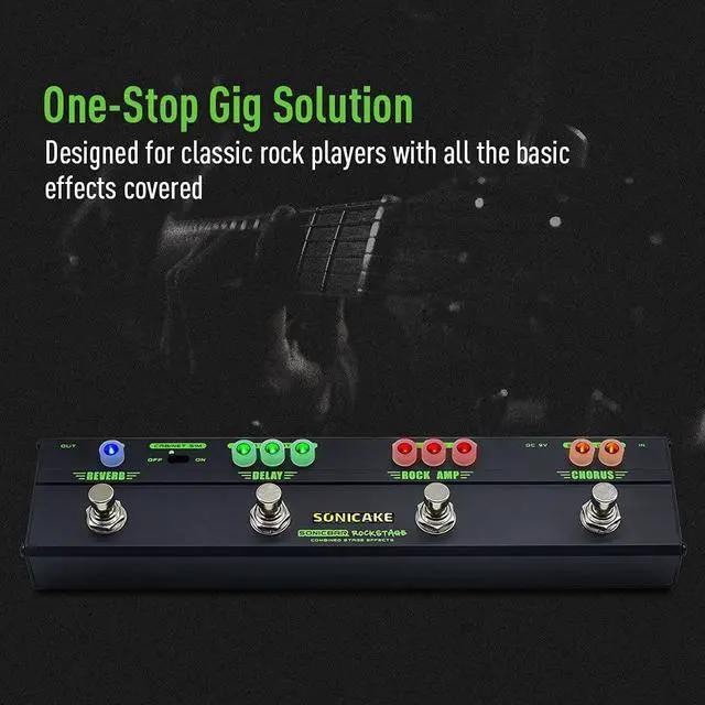 Alt view image 2 of 7 - Guitar Multi Effect Pedal Chorus Delay Reverb Distortion Classic Rock Tone Guitar Pedal Rockstage With Cab Sim