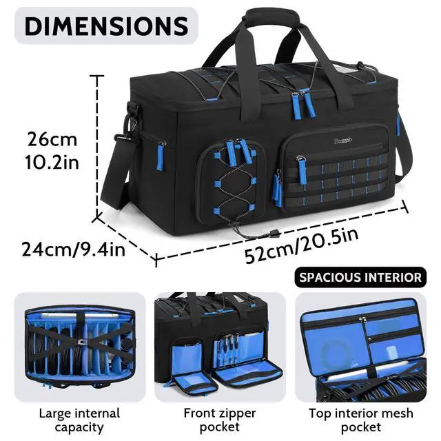 Alt view image 3 of 6 - DJ Cable Bag with Detachable Dividers for Equipment and Music Gear, Blue | Laptop and Microphone Pocket, Versatile Carrying with Shoulder Strap, Durable Fabric, for Musicians and Audio Professionals