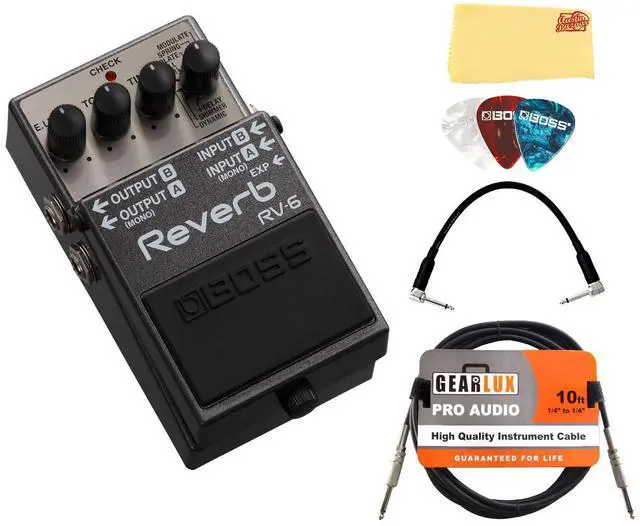 Main image of RV-6 Reverb Bundle with Gearlux Instrument Cable, Patch Cable, Picks, and Austin Bazaar Polishing Cloth