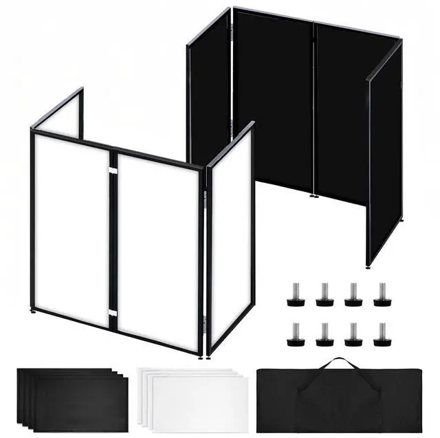 Main image of Portable DJ Booth Facade Stand, Foldable DJ Table 45"x40" Tabletop, DJ Facade Station for DJ Controller, Mixer & LaptopEvents&Parties Includes Carry Bag&Two Metal Corner Tables