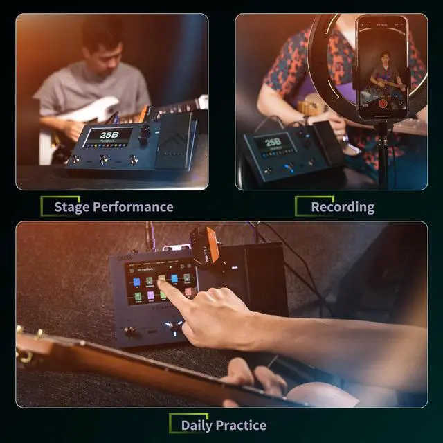 Alt view image 6 of 7 - FX150 Multi Effects Processor Electric Guitar Pedal with Amp Modelling Cabinet Simulation Global EQ Touchscreen 160 Built-in Effects 180 Editable User Effects Slots Looper Main I/O Ports