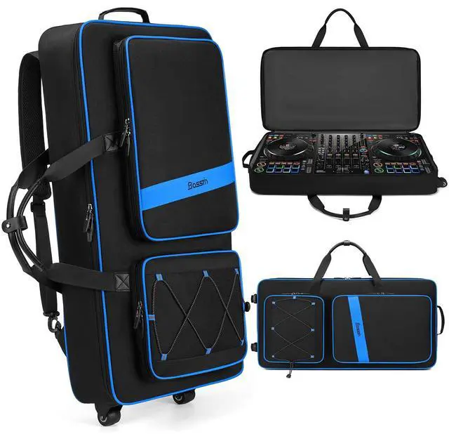 Main image of DJ Controller Case with Wheels Compatible with DDJ FLX10 /1000 /FLX6 /REV7 /REV5, Rolling DJ Case for Equipment, Padded Large DJ Backpack with Multi-Pocket for Laptop, Accessories (Blue)