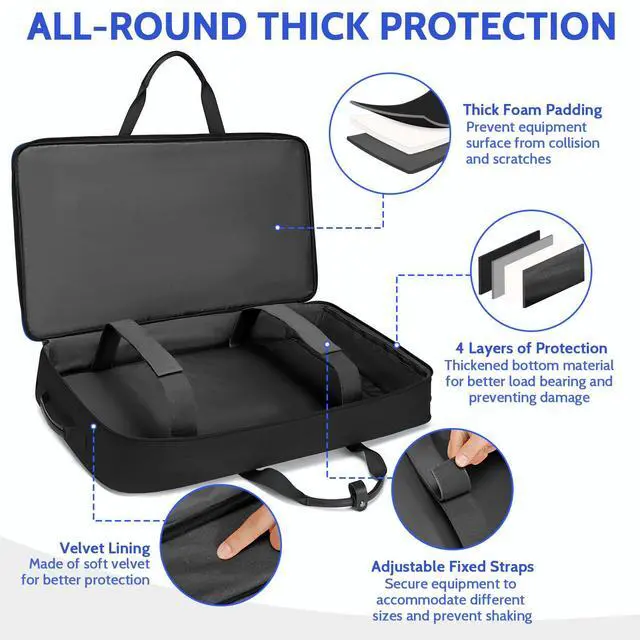 Alt view image 3 of 6 - DJ Controller Case with Wheels Compatible with DDJ FLX10 /1000 /FLX6 /REV7 /REV5, Rolling DJ Case for Equipment, Padded Large DJ Backpack with Multi-Pocket for Laptop, Accessories (Blue)